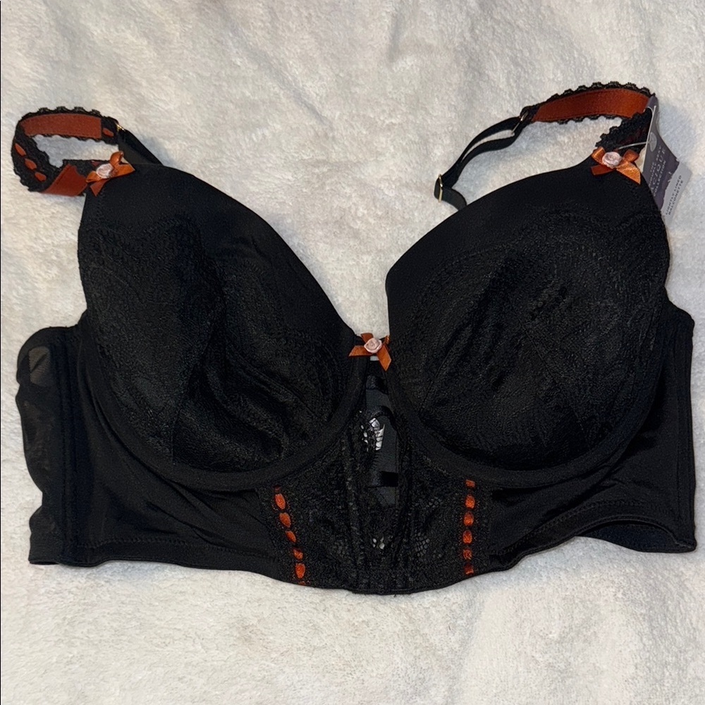 Cacique Black and Orange Bra with Underwire Support